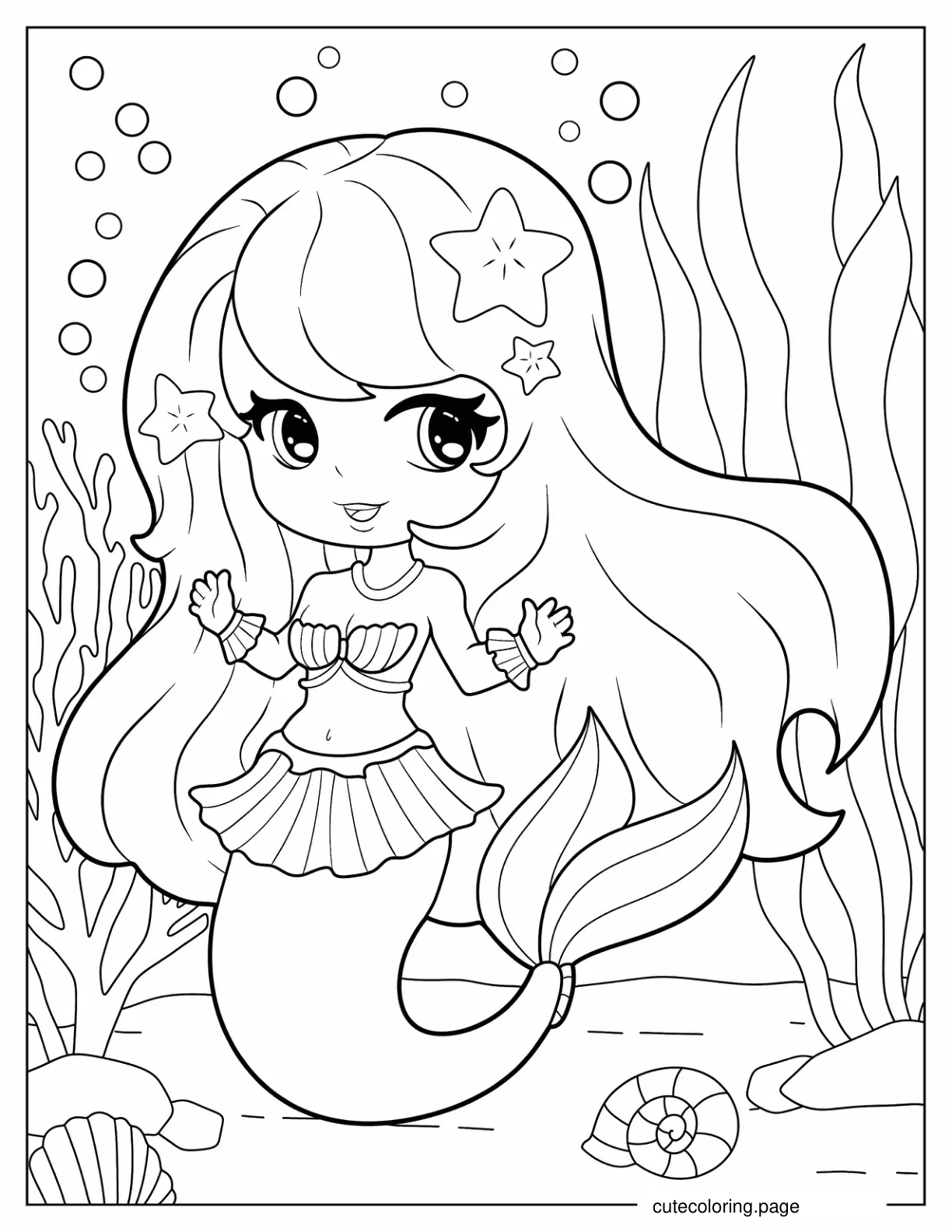 Chibi Mermaid Coloring In coloring page