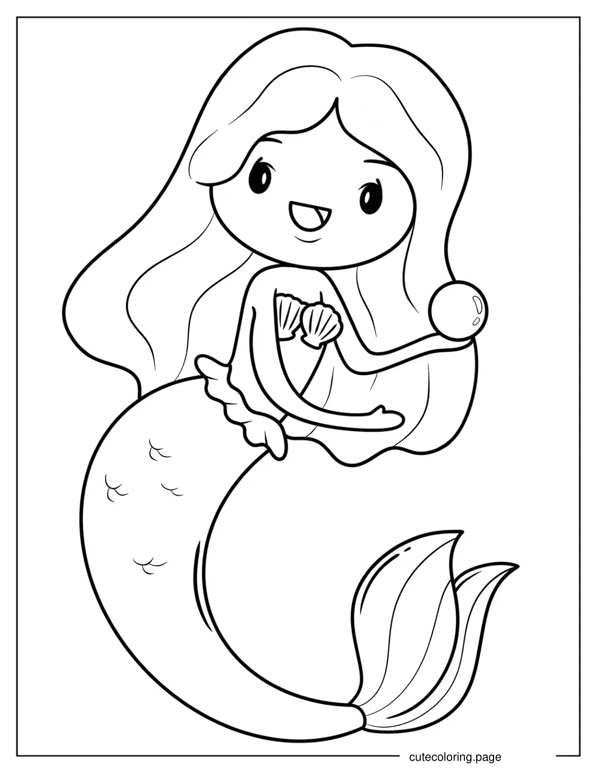 Coloring Page Of Mermaid Holding Pearl coloring page