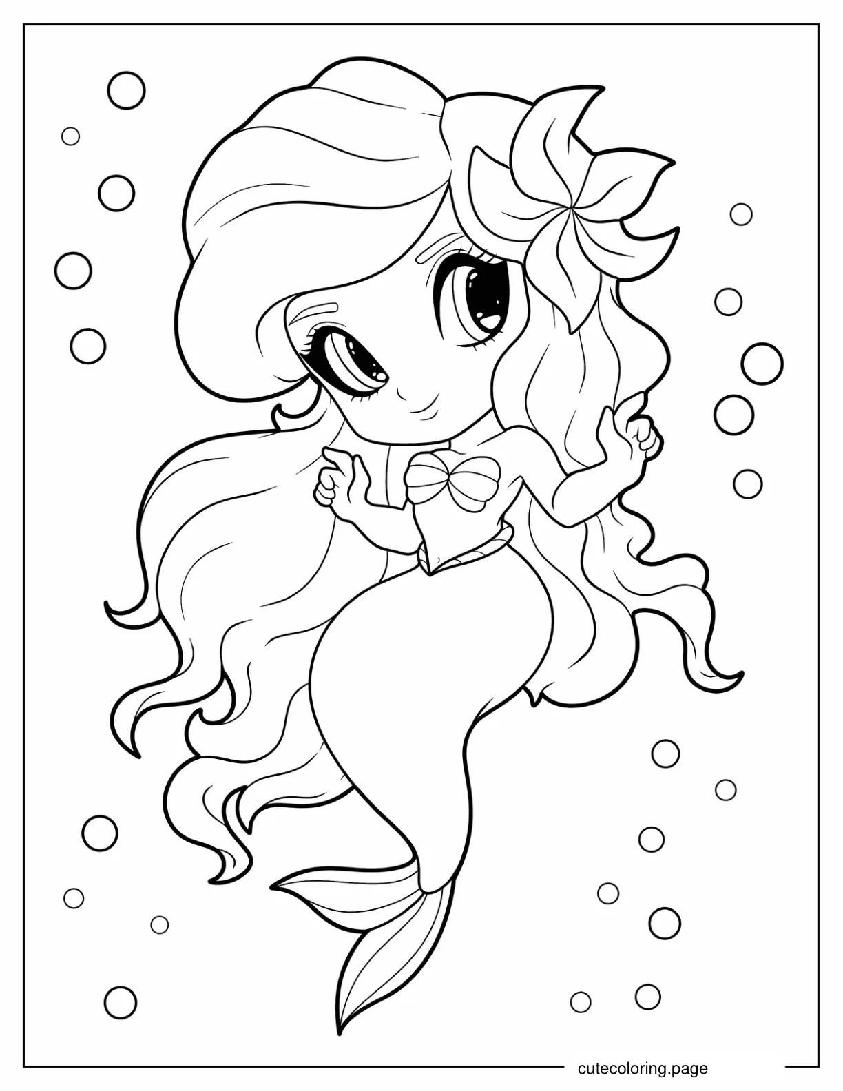 Cute Mermaid Coloring In For Preschoolers coloring page