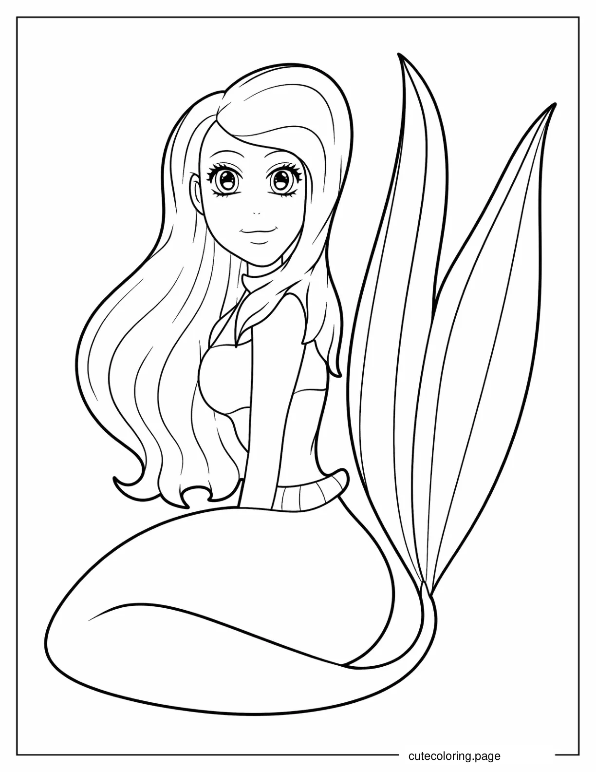 Easy Mermaid Coloring Page For Kids coloring page