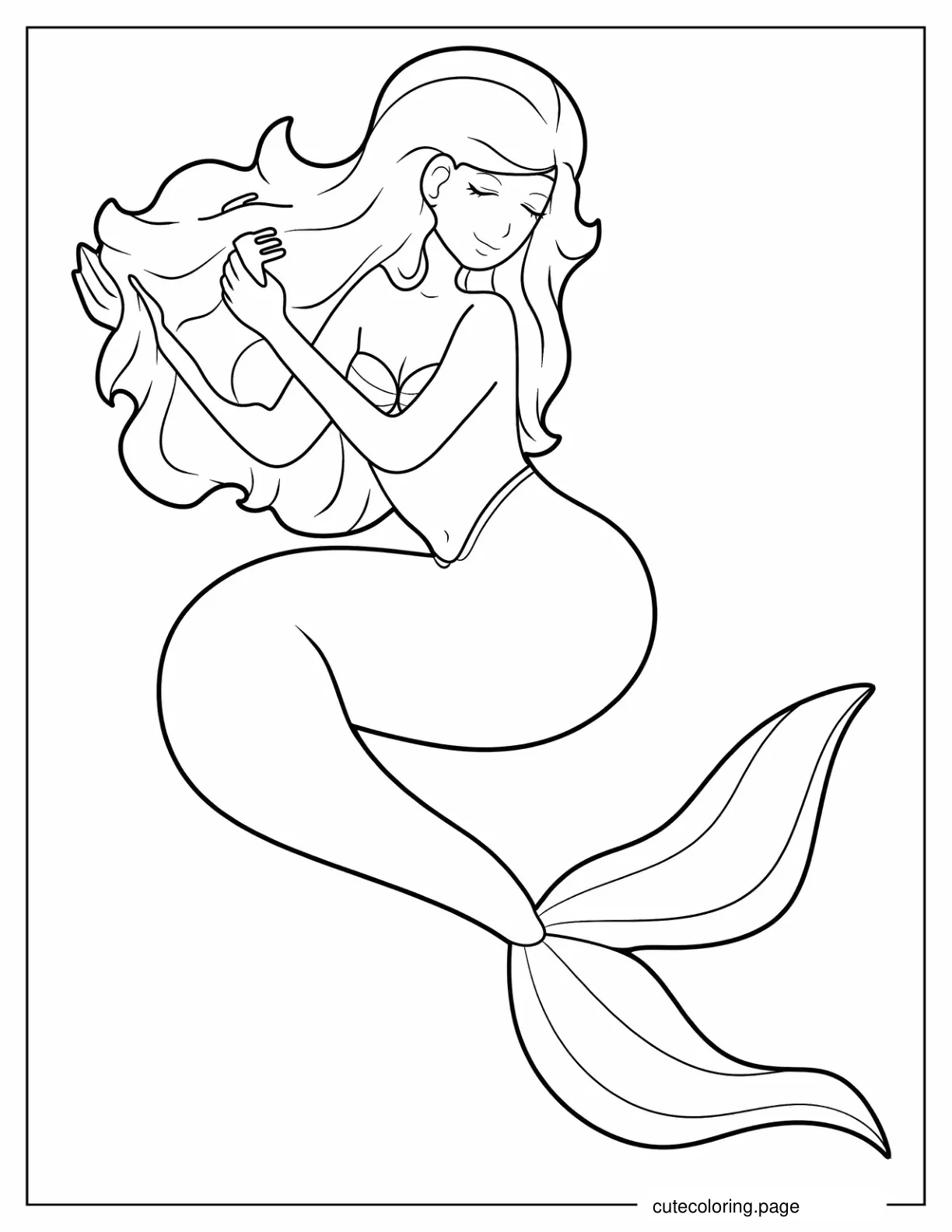 Mermaid Brushing Her Hair coloring page