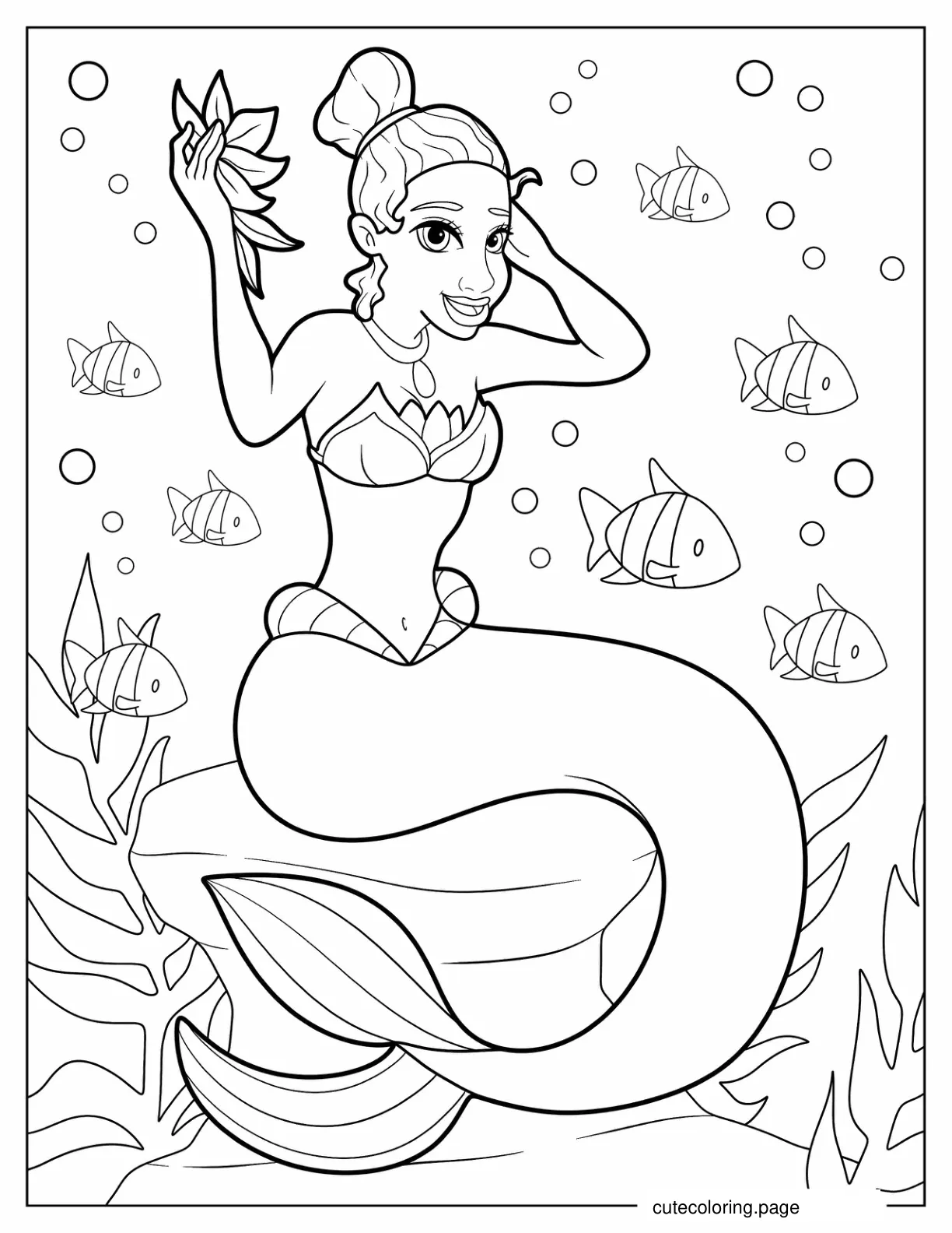 Mermaid Princess Tiana Coloring Page coloring page