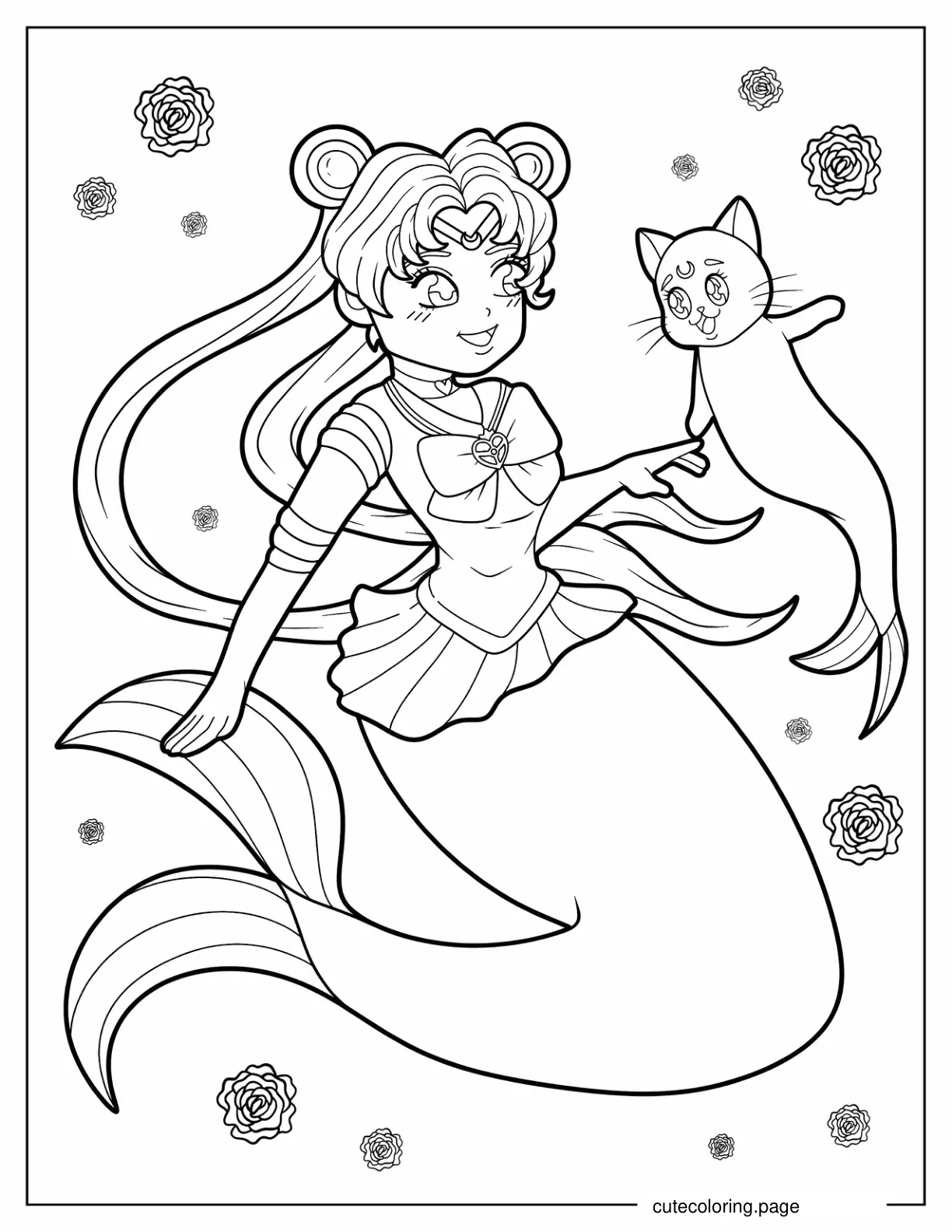 Mermaid Sailor Moon And Luna coloring page