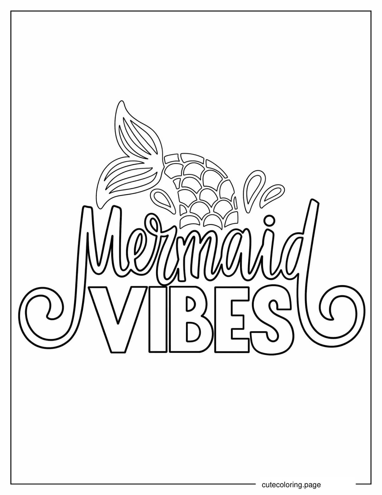 Mermaid Vibes Words To Color coloring page