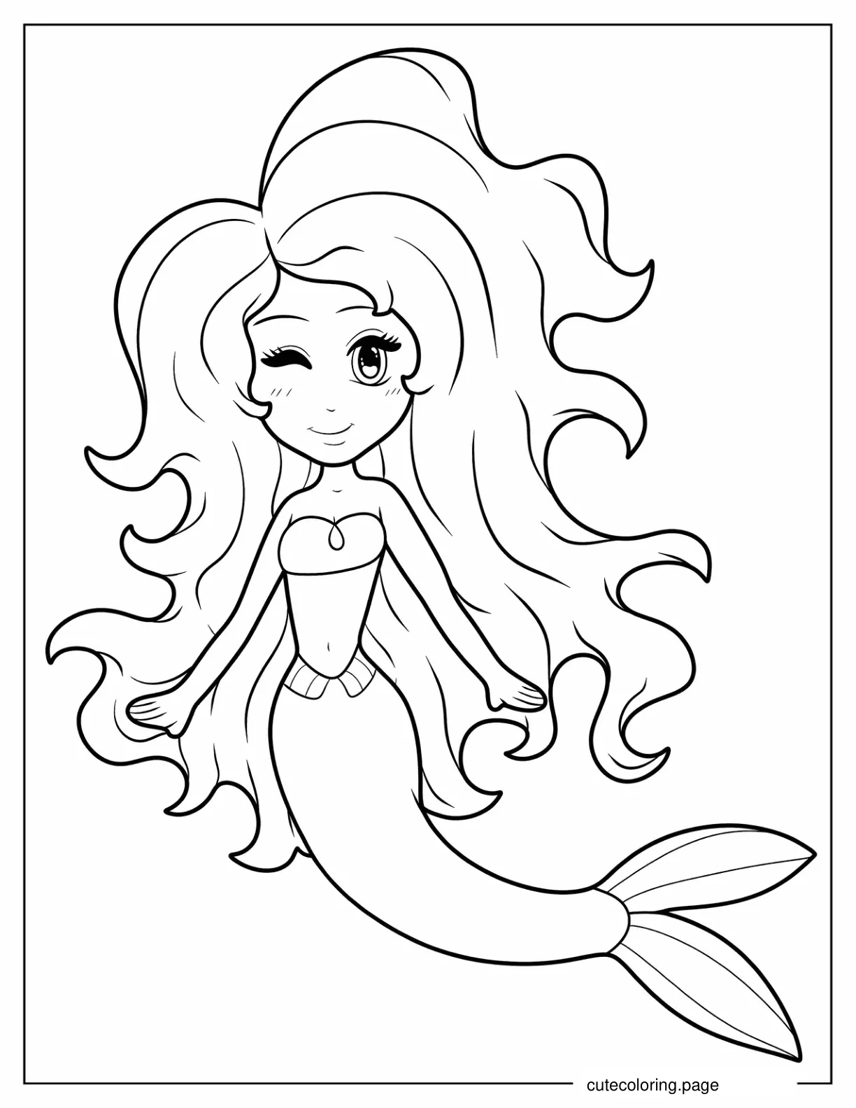 Mermaid Winking Coloring In For Preschoolers coloring page