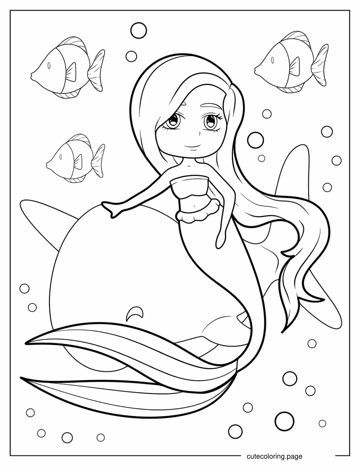 Mermaid With A Dolphin coloring page