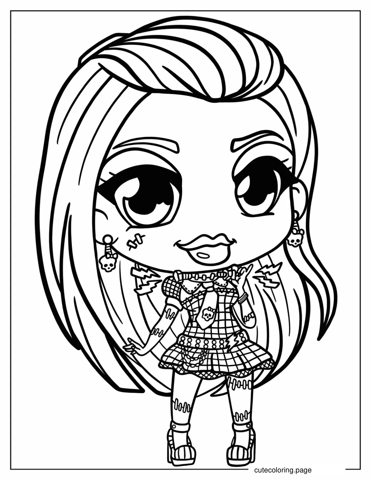 Chibi Frankie Stein Monster High Coloring Page For Preschoolers coloring page