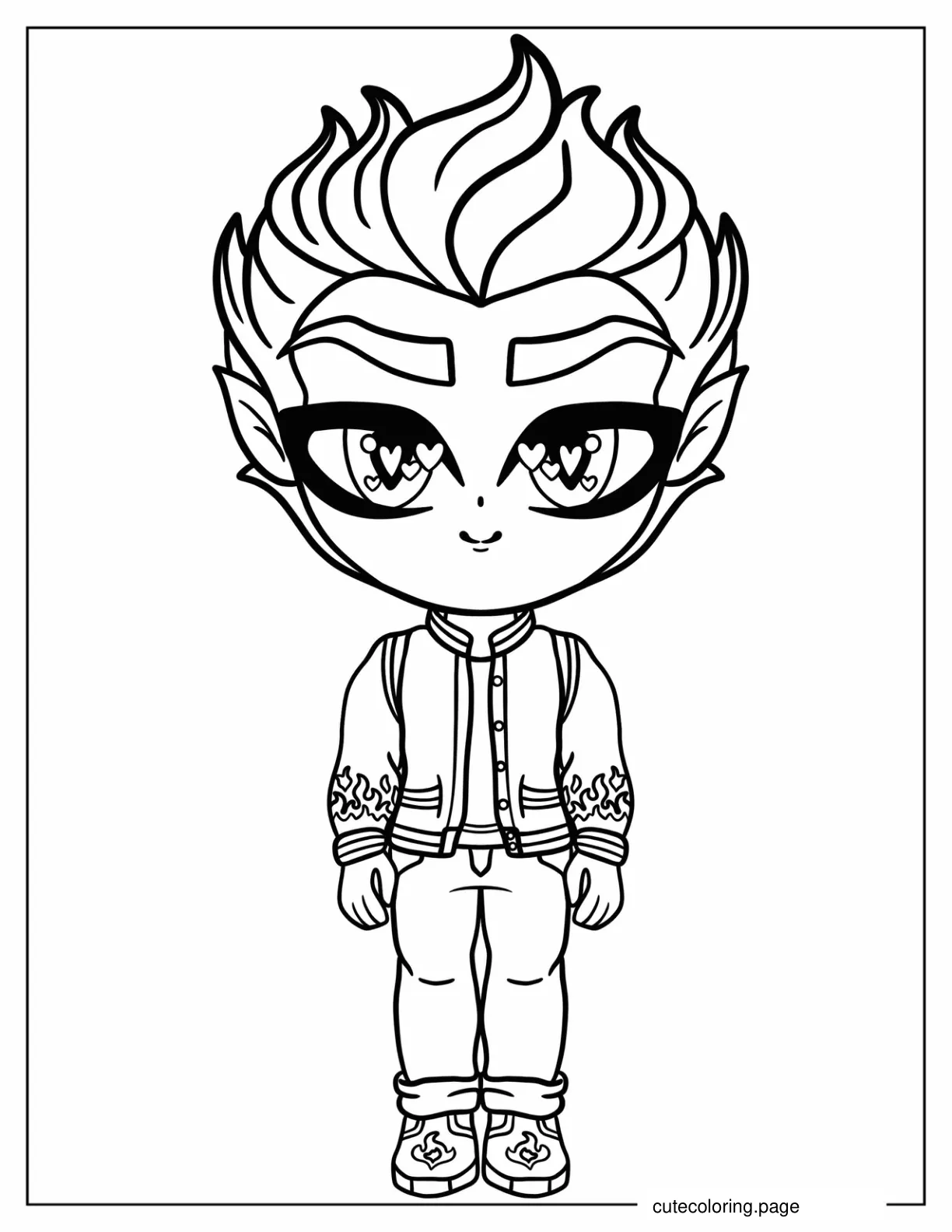 Chibi Monster High Heath Burns Coloring Sheet coloring page