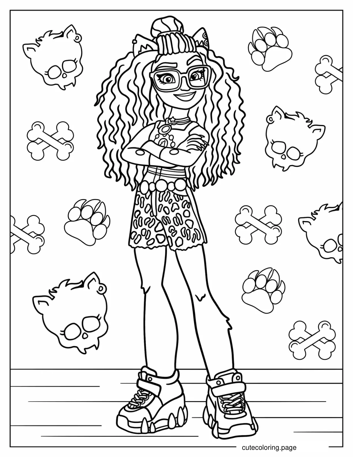 Clawdeen Wolf With Arms Crossed Coloring Sheet coloring page