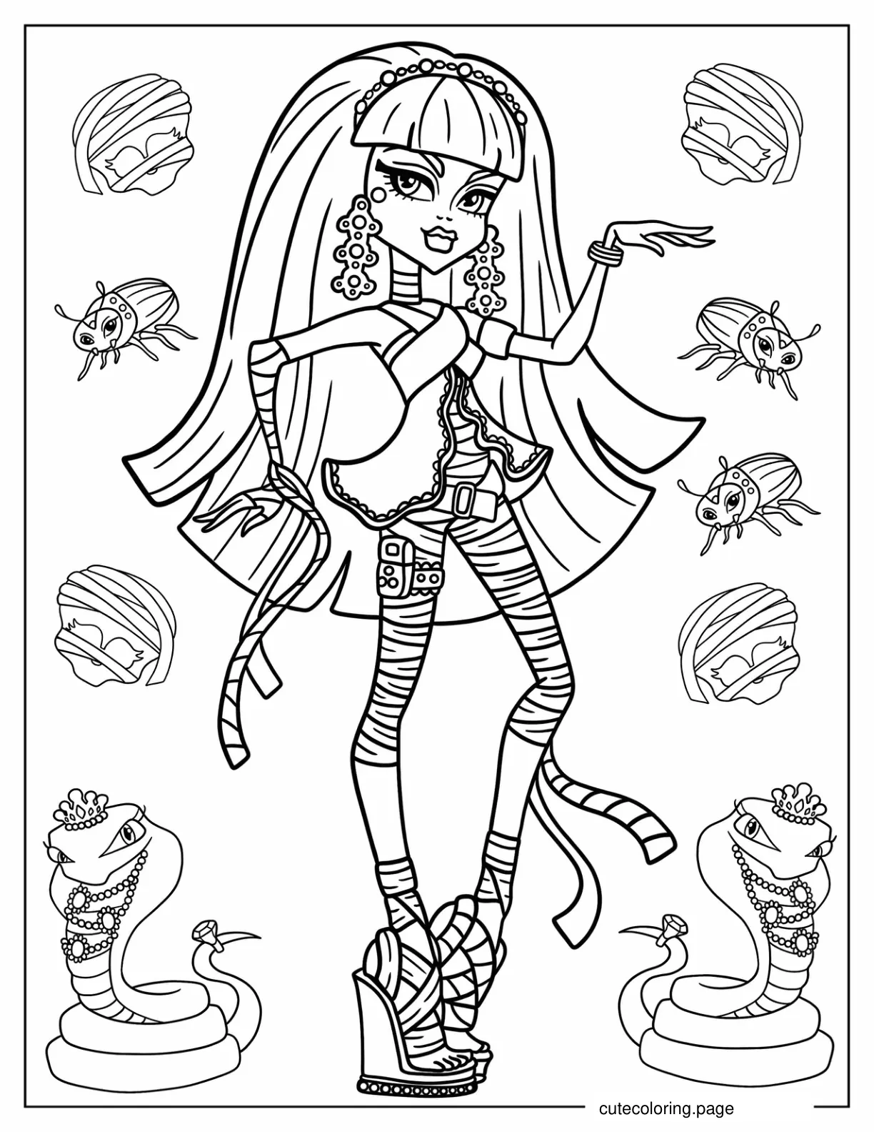 Cleo de Nile Doing Egyptian Dance Coloring Sheet coloring page