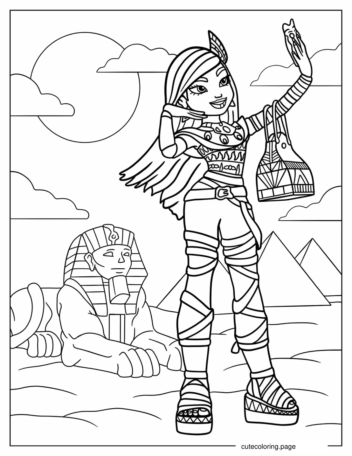 Cleo de Nile Taking Selfie Coloring Sheet coloring page