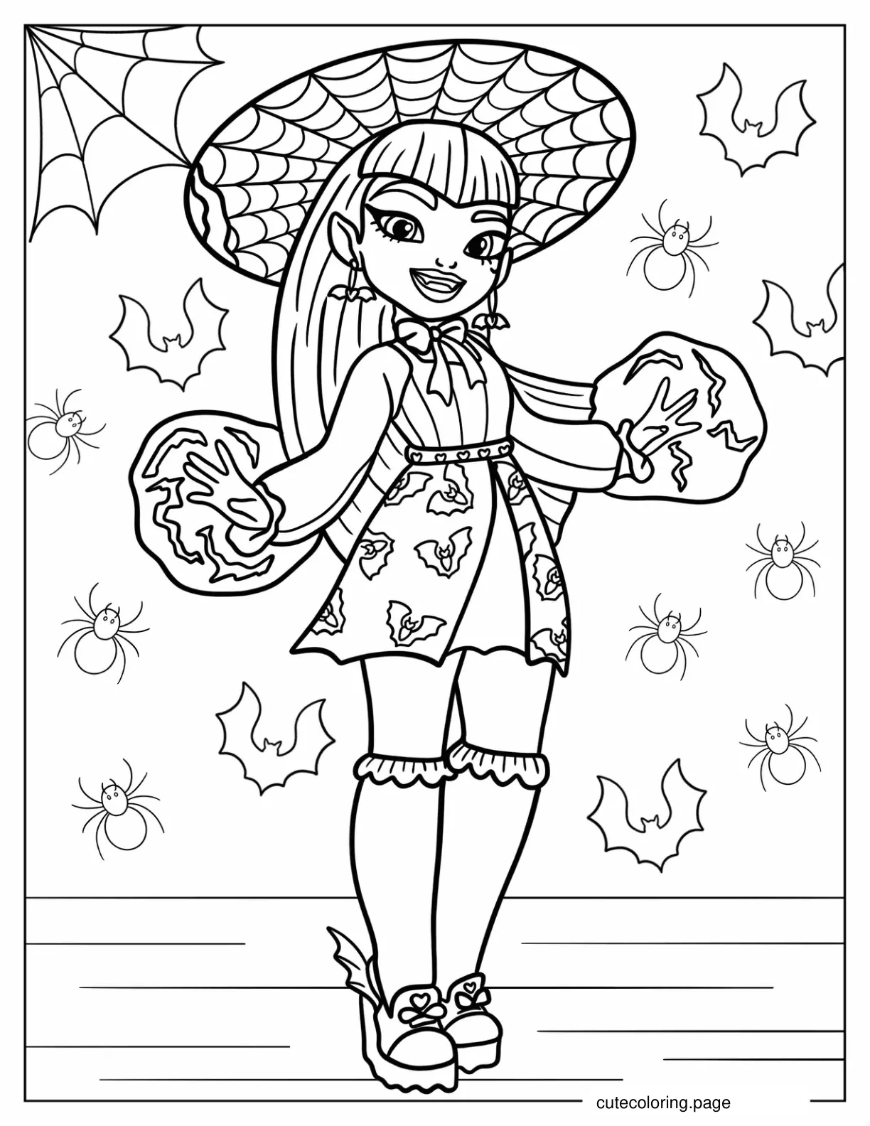 Draculaura Using Powers Coloring Sheet coloring page