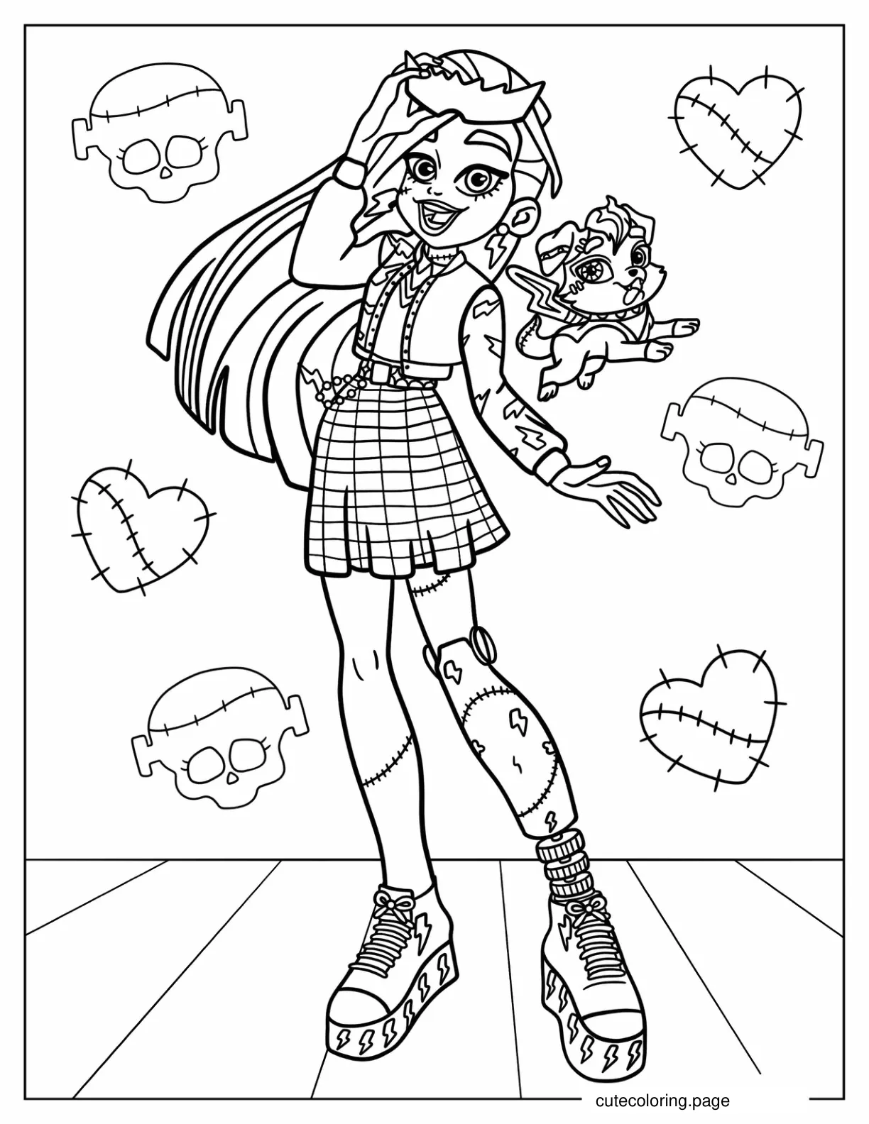 Frankie Stein Holding Eyeglasses Coloring Sheet coloring page