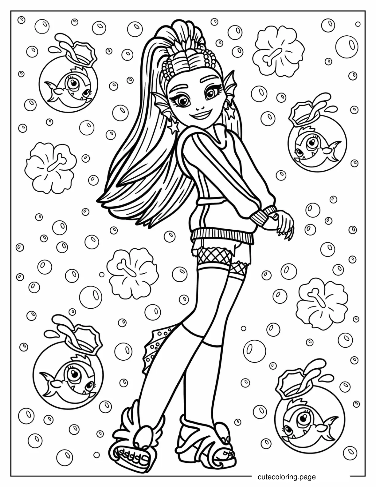 Lagoona Blue With Fish Coloring Sheet coloring page