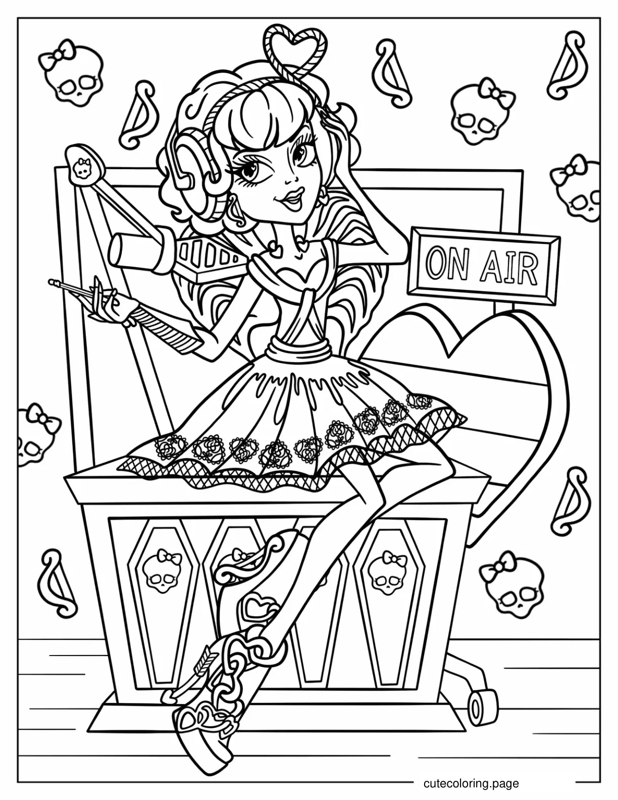 Monster High C.A. Cupid In Radio Booth coloring page