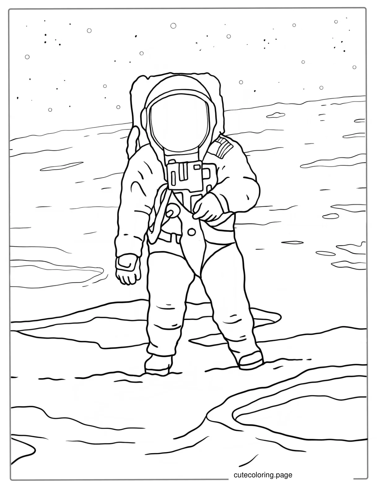 Astronaut Walking On Moon Coloring Page  coloring page