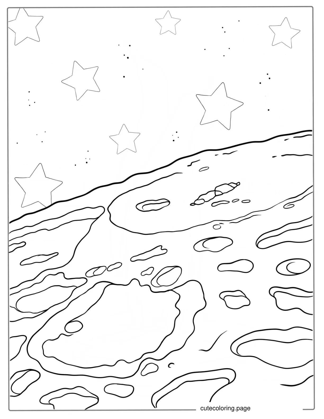 Detailed View Of Moon Craters Coloring Page coloring page