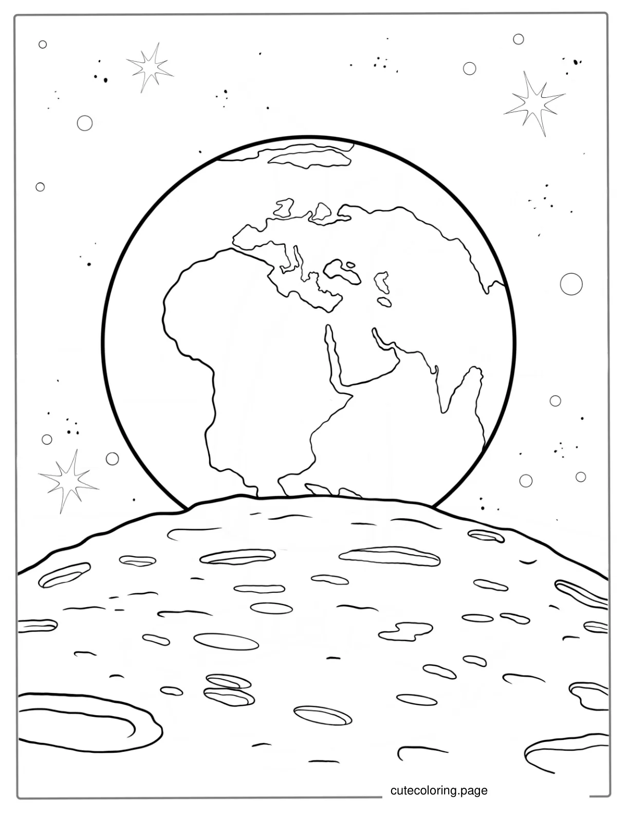 Earth Rising Over Moon Coloring Sheet coloring page