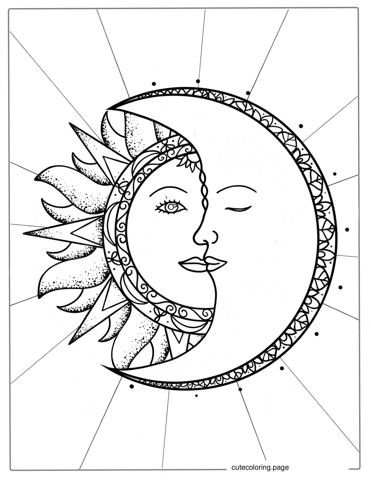 Moon And Sun Mandala Coloring Page coloring page