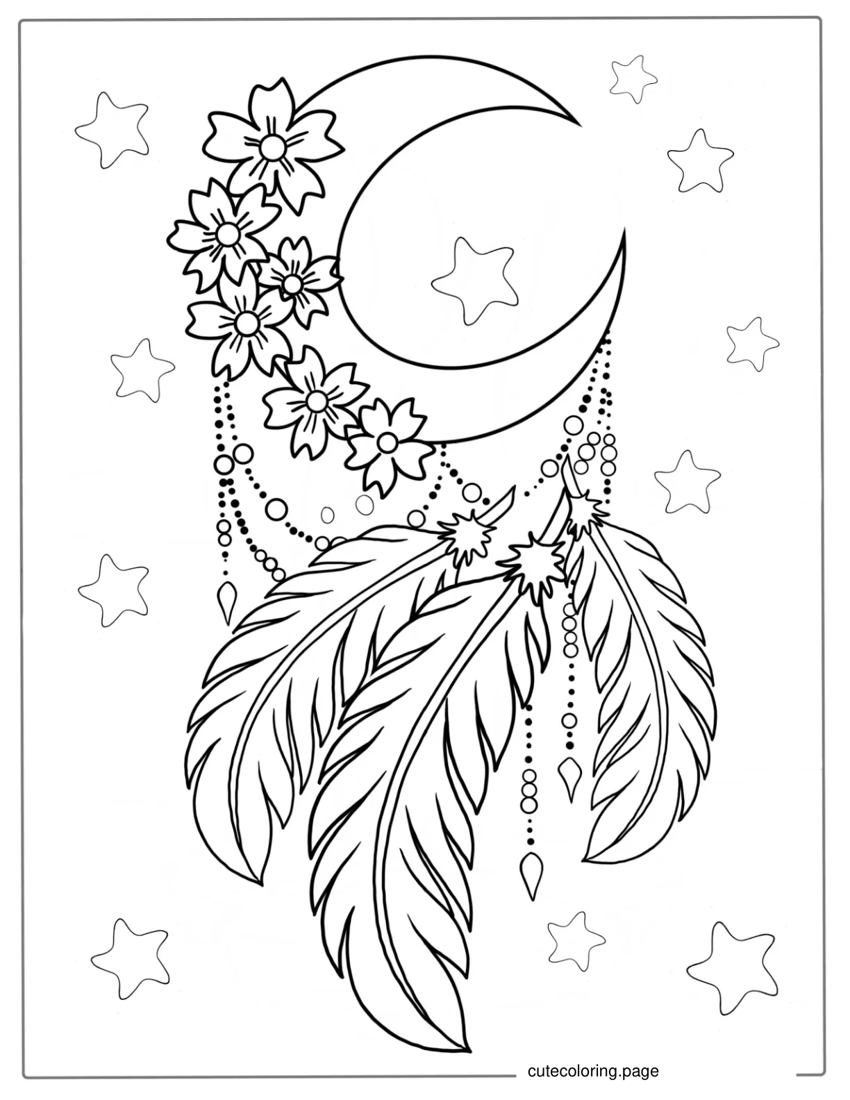 Moon Dreamcatcher Coloring Page coloring page