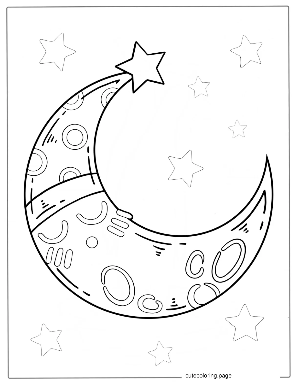 Simple Crescent Moon Coloring Page For Kids coloring page