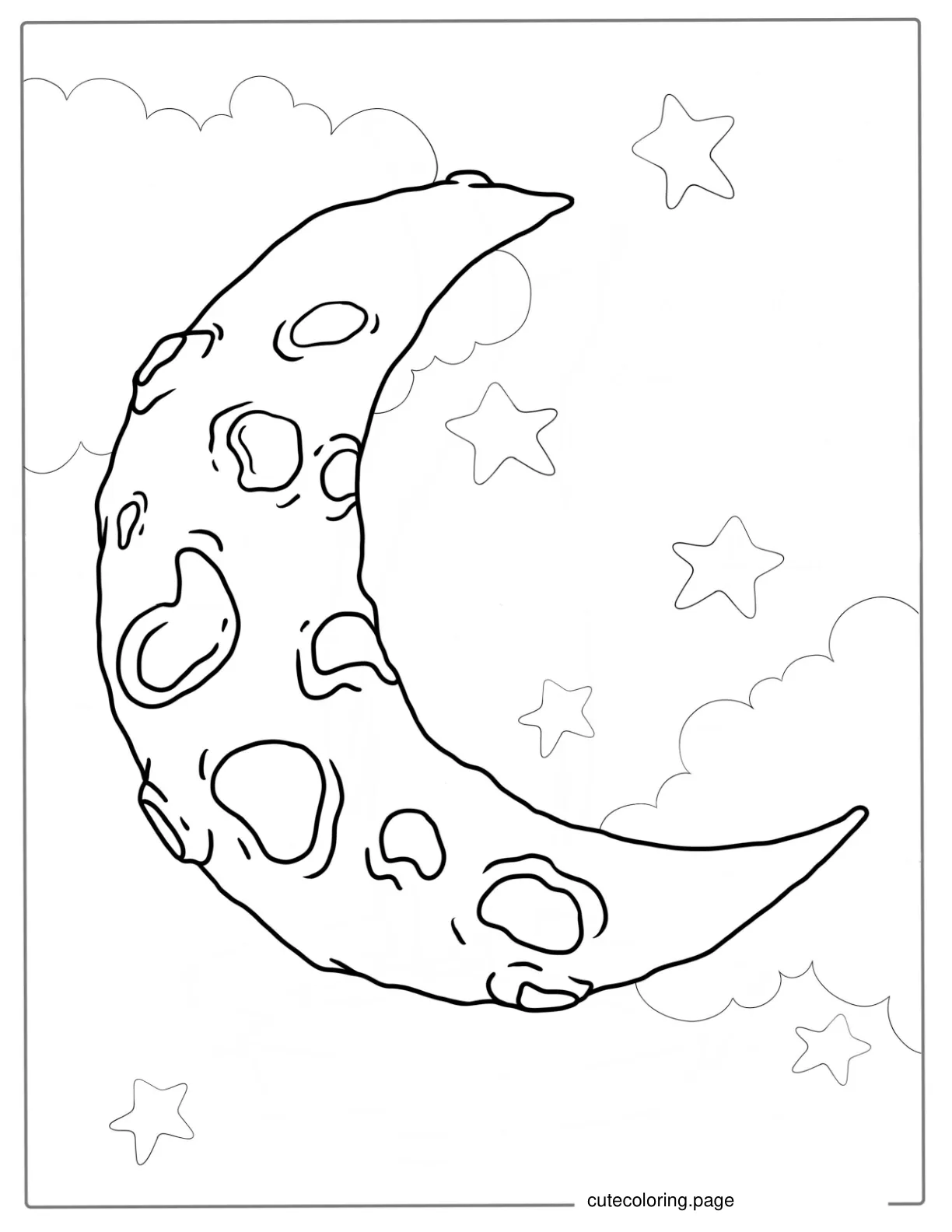 Simple Crescent Moon Coloring Page For Kids1 coloring page