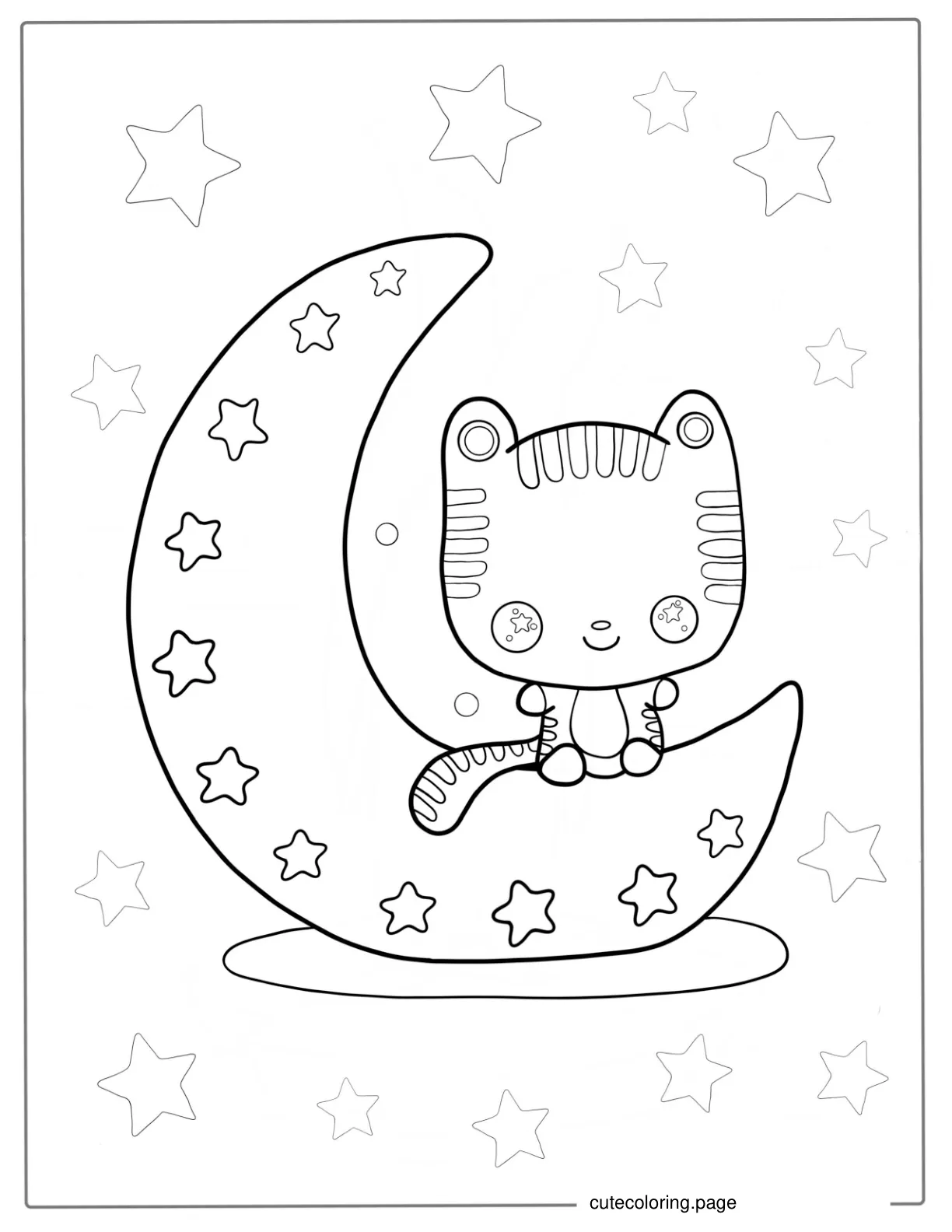 Simple Moon Coloring Sheet With Stars coloring page