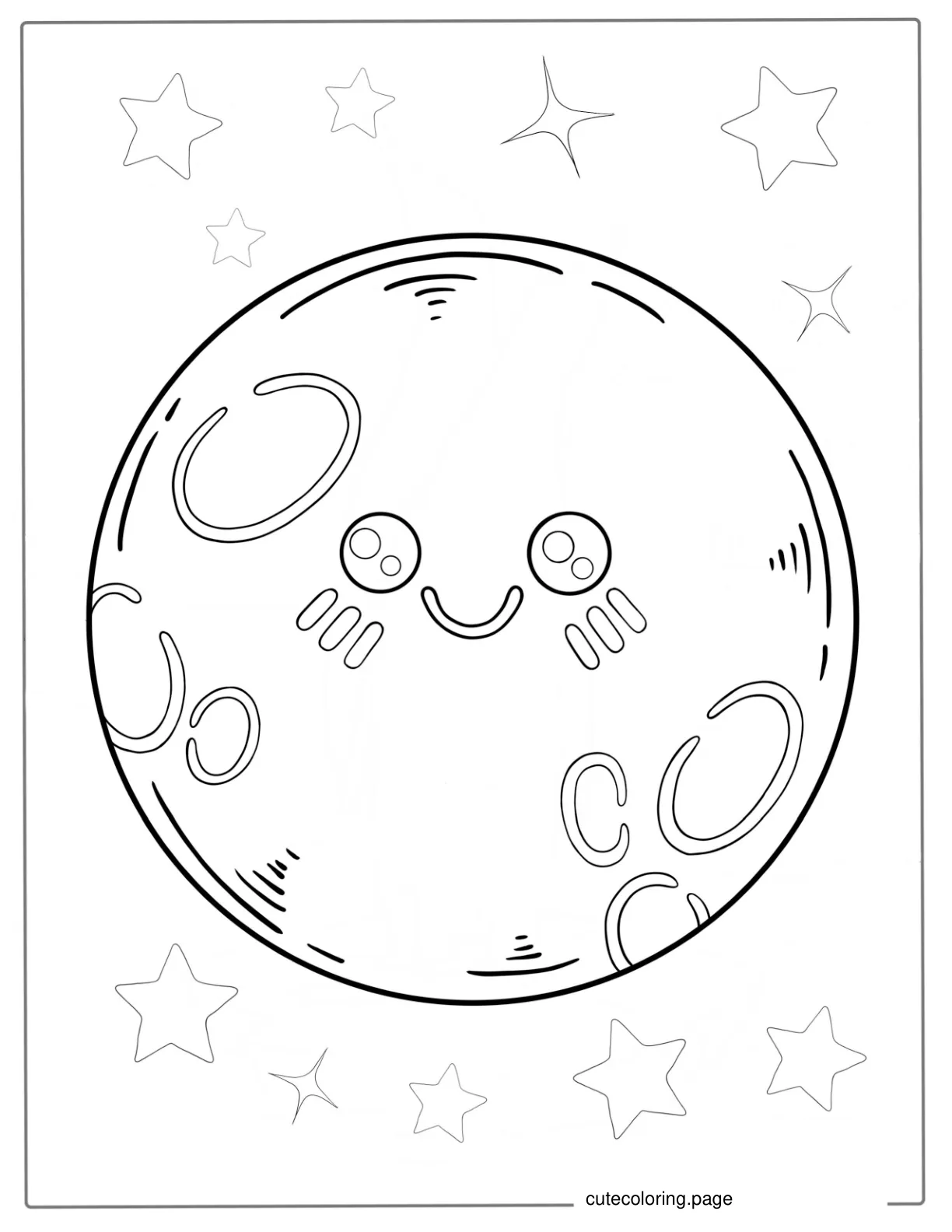 Smiling Full Moon Coloring Page For Preschoolers coloring page