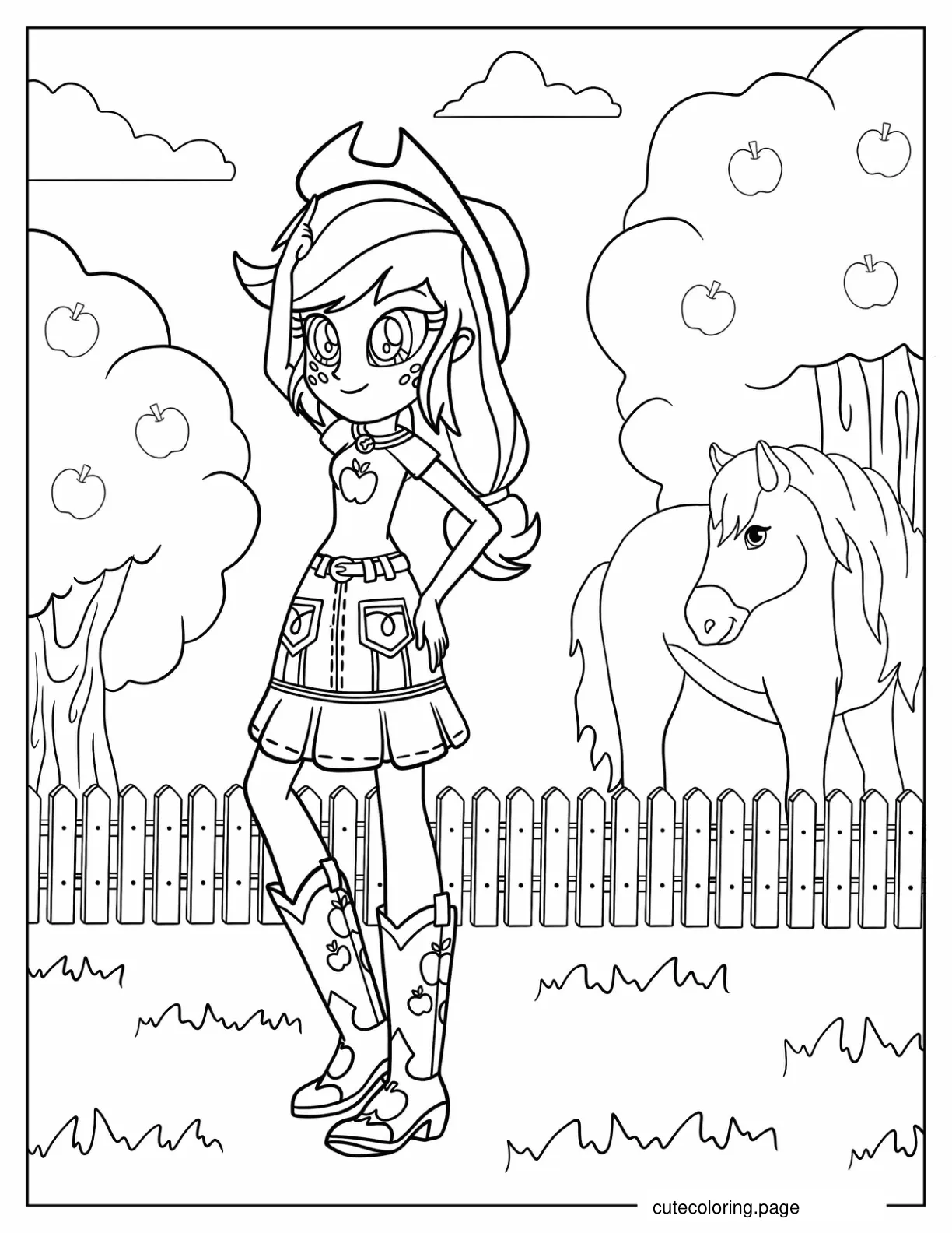 Applejack My Little Pony Equestria Girls coloring page