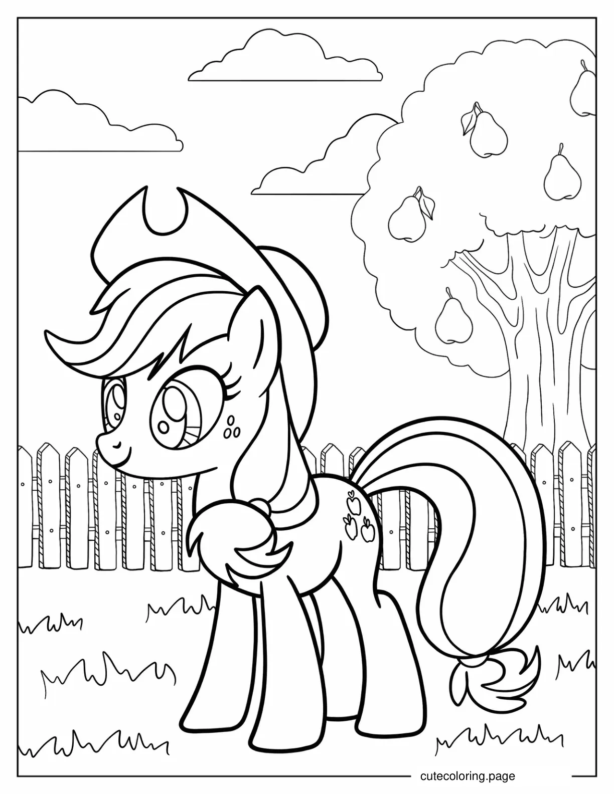 Baby Applejack with Hat for Kids coloring page