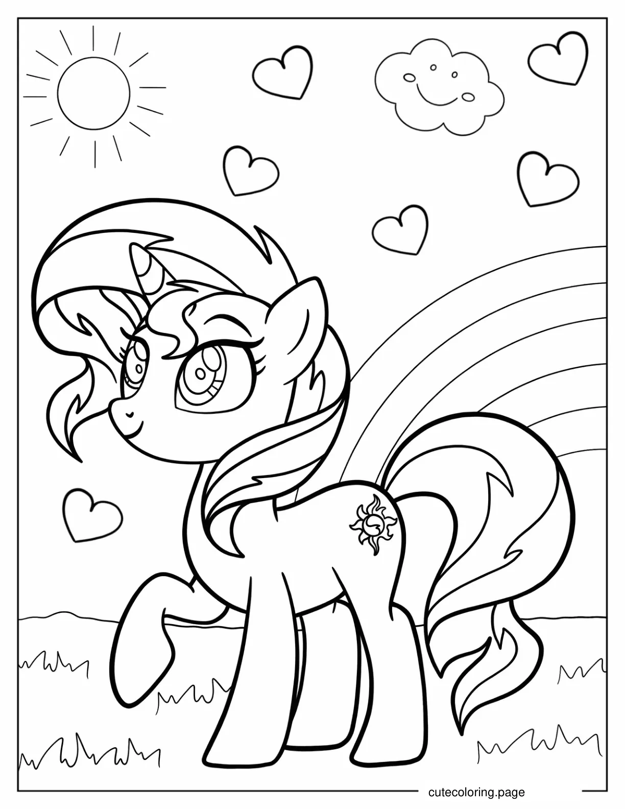 Baby Princess Celestia With Hearts coloring page