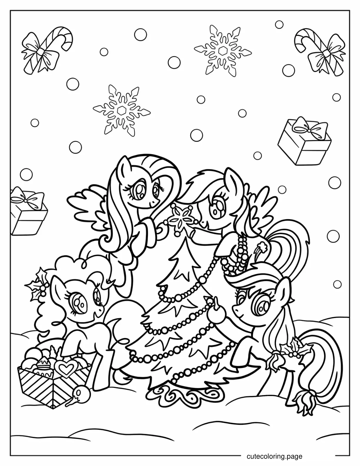 Christmas Themed My Little Pony to Color coloring page