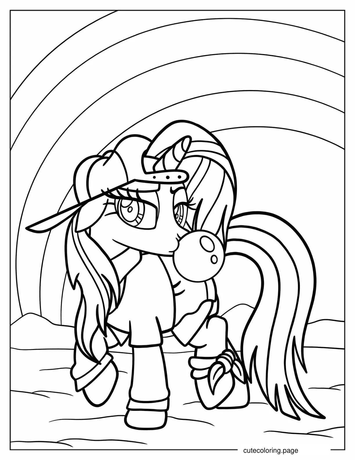 Coloring Page Of My Little Pony Rarity with Rainbow coloring page