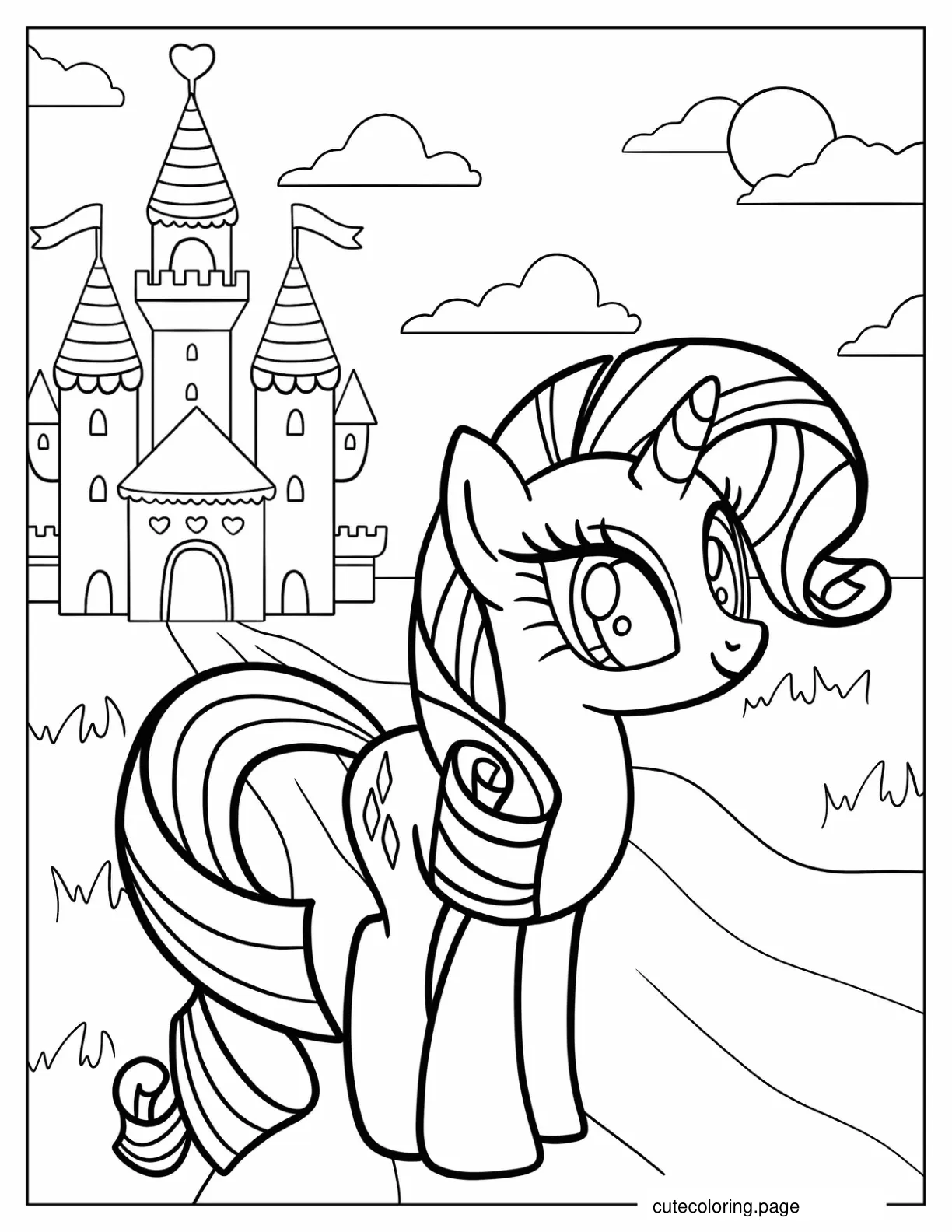 Coloring Page of Princess Cadence in Front of Castle coloring page