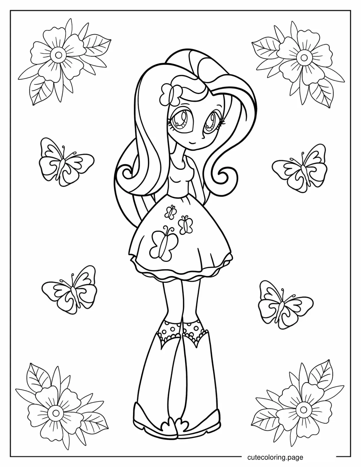 Cute Fluttershy Equestria Girls Coloring In coloring page