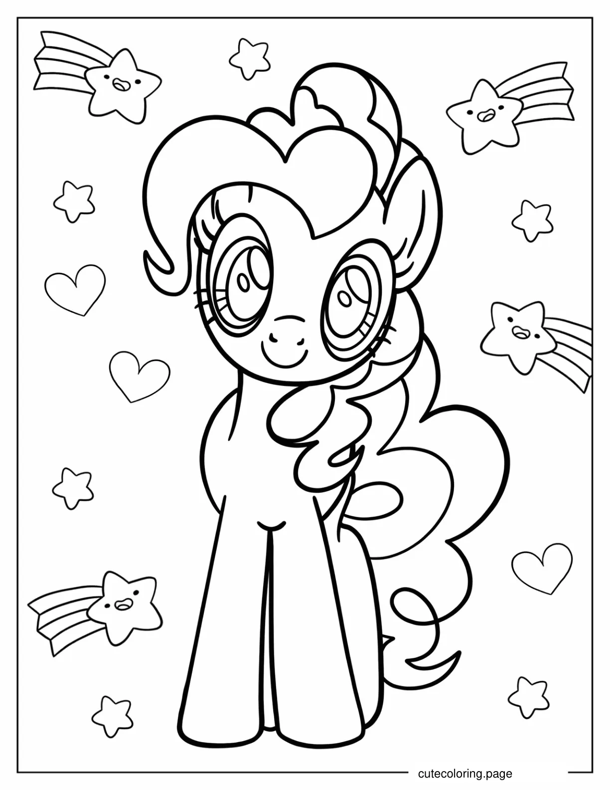 Easy Fluttershy Pony With Hearts and Stars coloring page