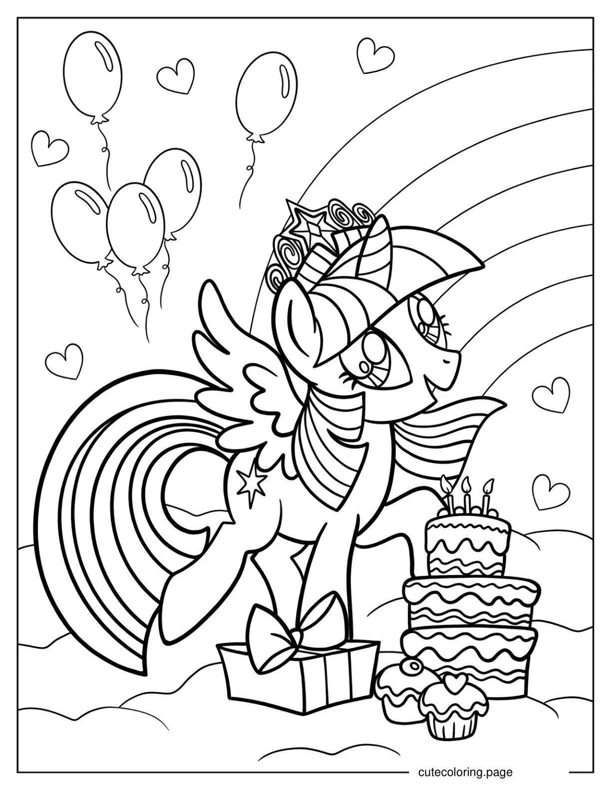 Happy Birthday Twilight Sparkle Coloring Sheet coloring page