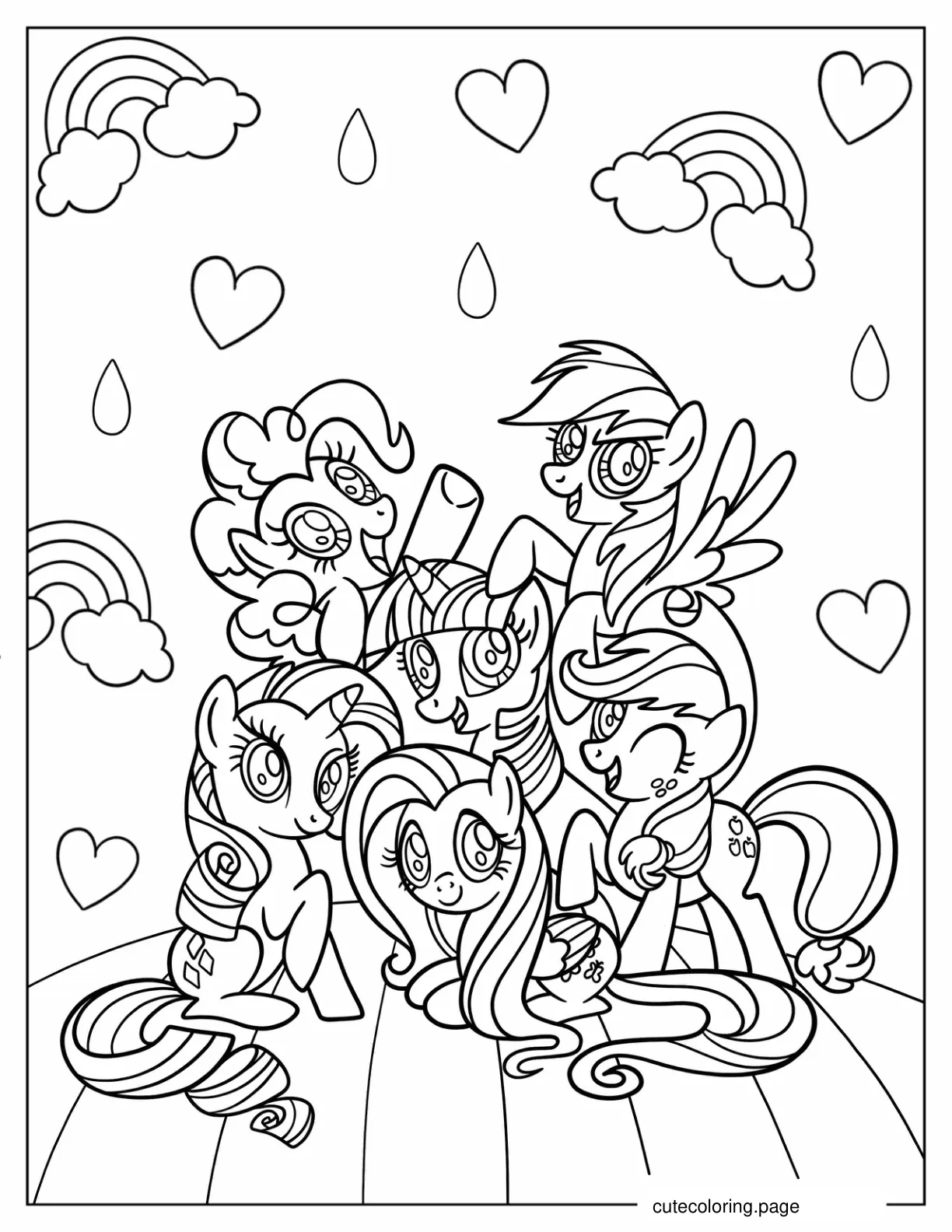 Happy My Little Pony Friends coloring page