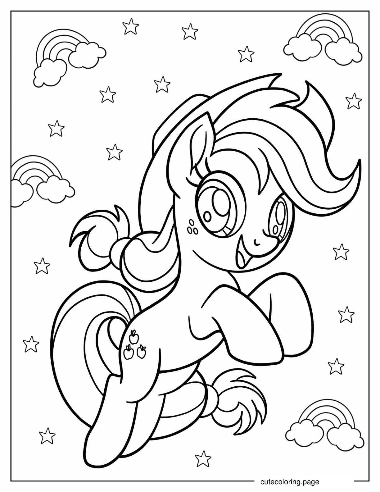 Kawaii Cartoon Applejack coloring page