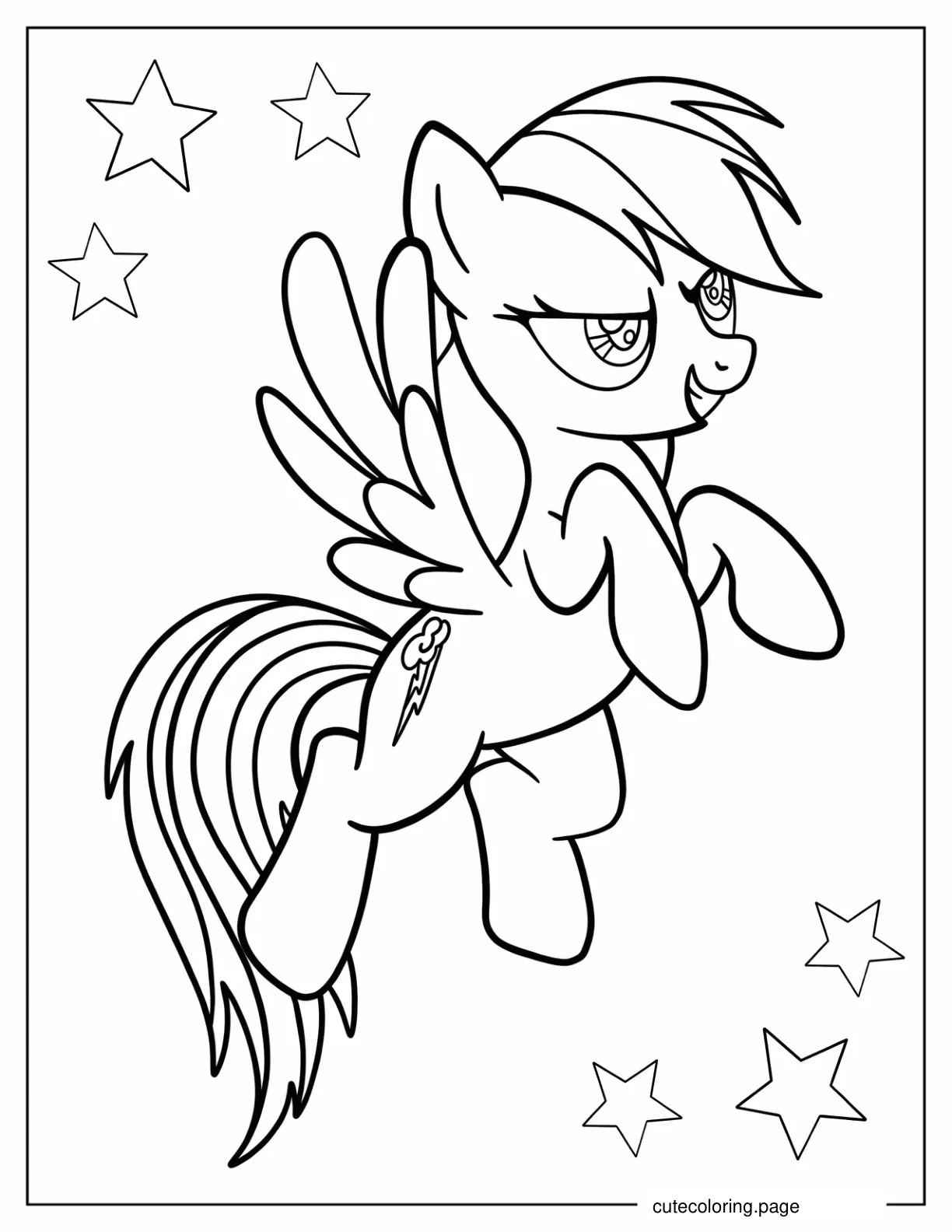 Kawaii Rainbow Dash Outline For Kids coloring page