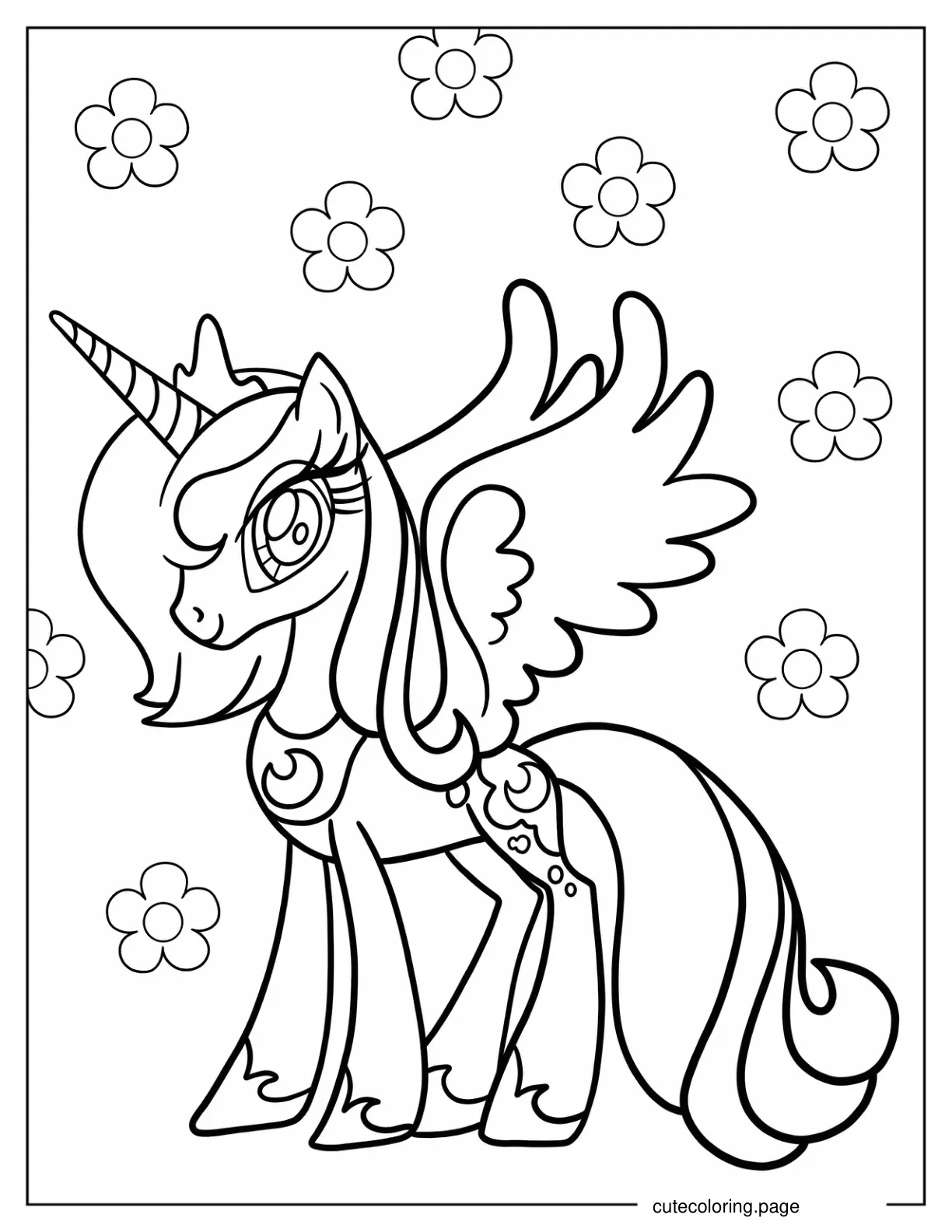 Outline of Princess Celestia to Color coloring page