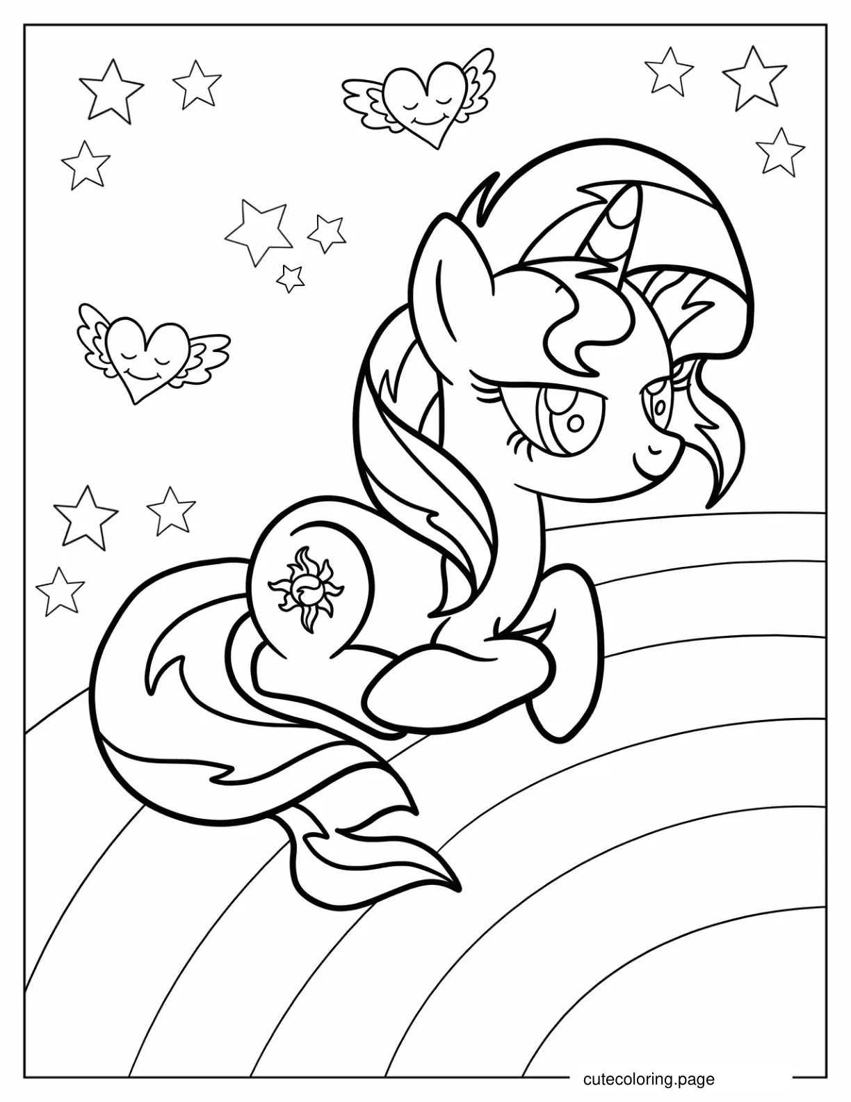 Simple Kawaii Princess Celestia Outline coloring page