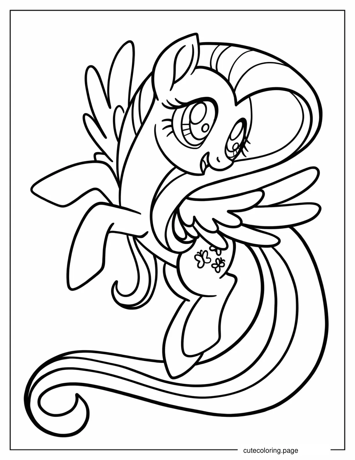 Simple Outline of Fluttershy to Color coloring page