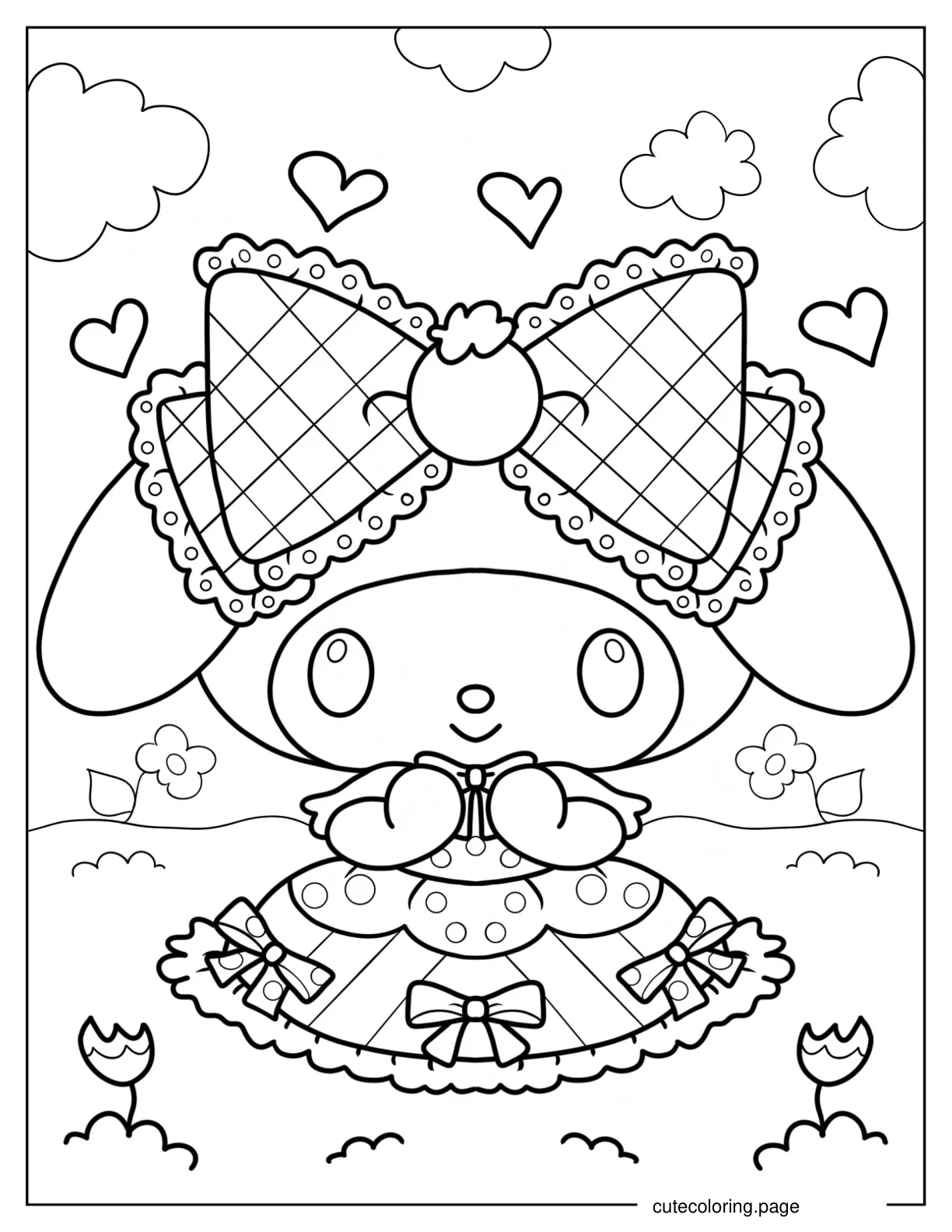 Cute My Melody In Ball Gown Coloring Sheet coloring page