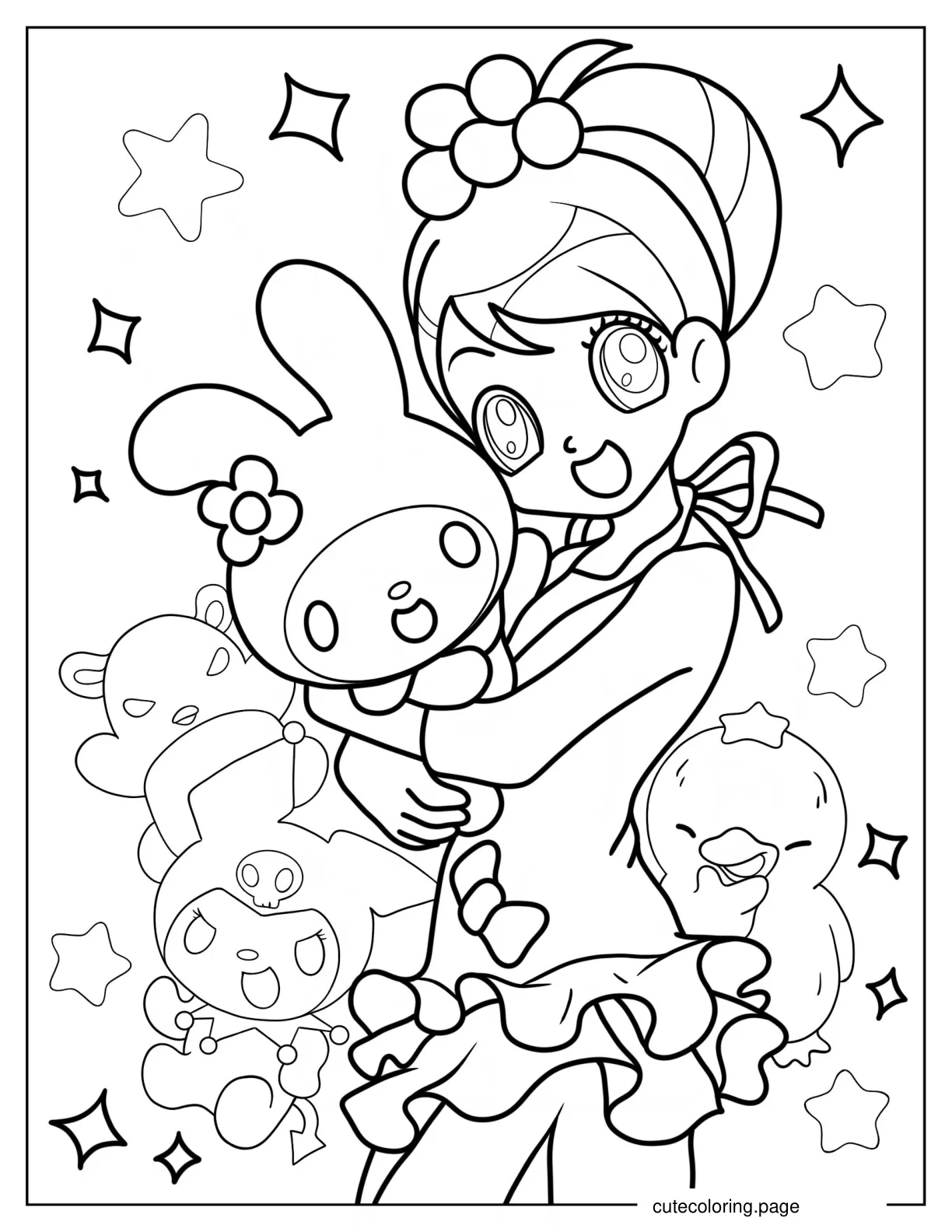 My Melody Hugging Uta Yumeno coloring page