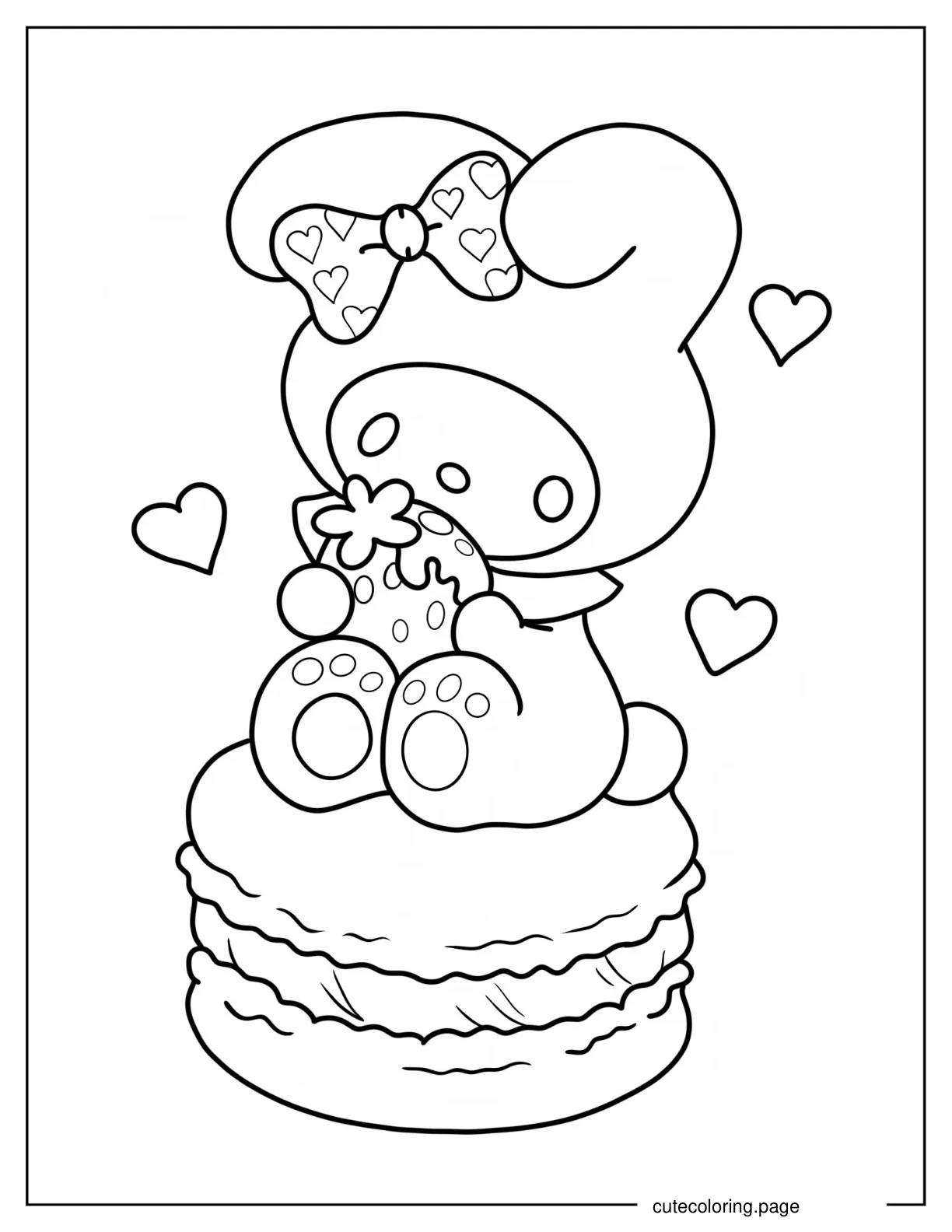 My Melody Sitting On Top Of Macaron coloring page