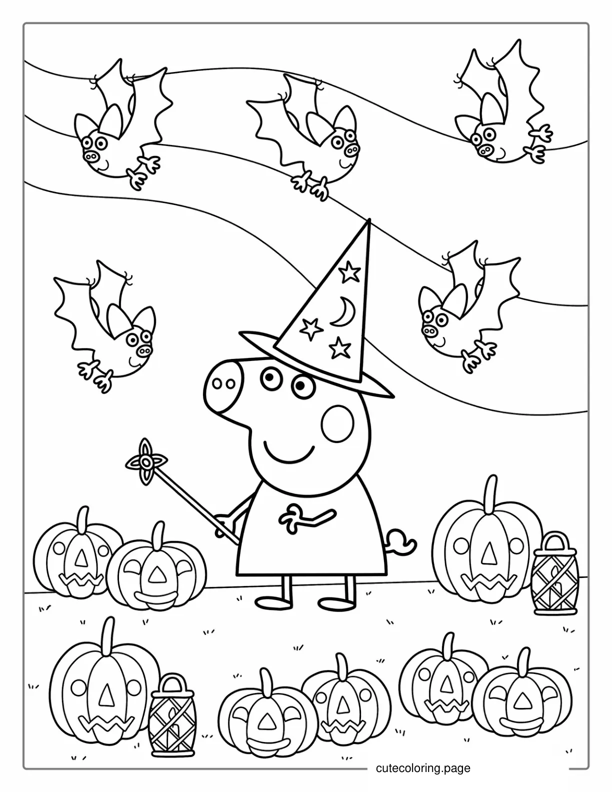 Halloween Themed Peppa Pig Coloring Page coloring page