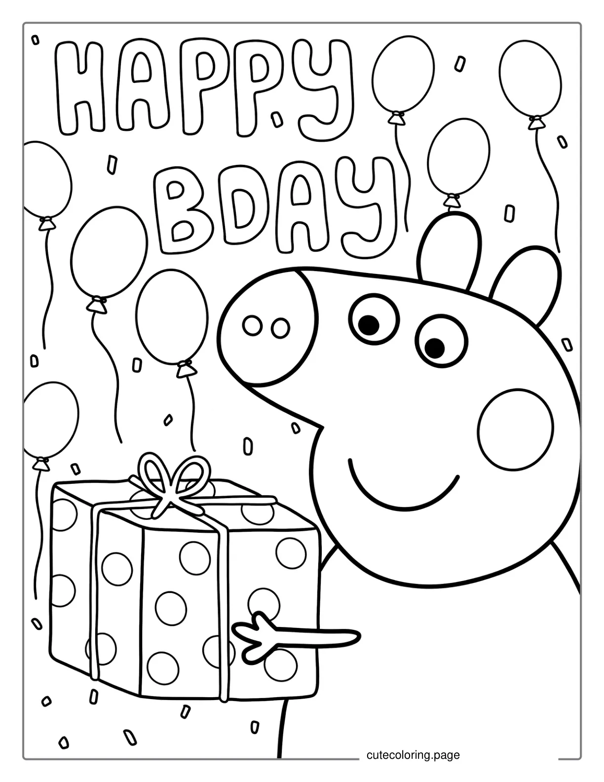 Happy Birthday Peppa Pig Coloring Sheet coloring page