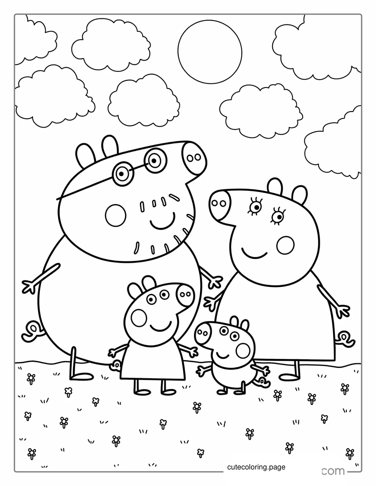 Mummy And Daddy Pig With Peppa And George coloring page