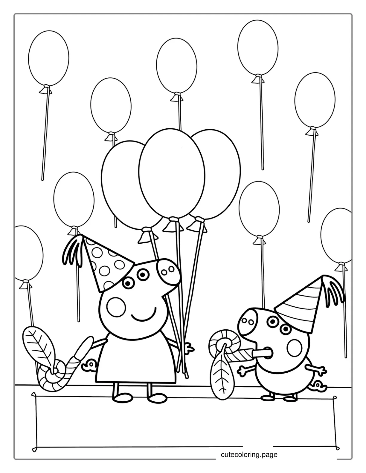 Peppa And George Have A Party Coloring Page coloring page